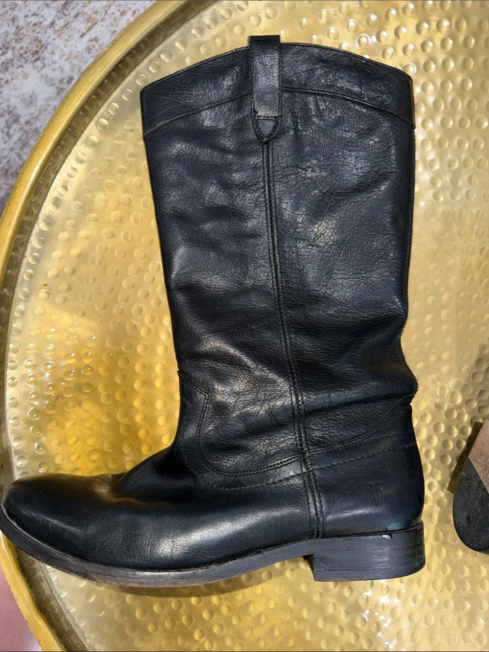 Frye Black Leather Over-The-Knee Riding Boots